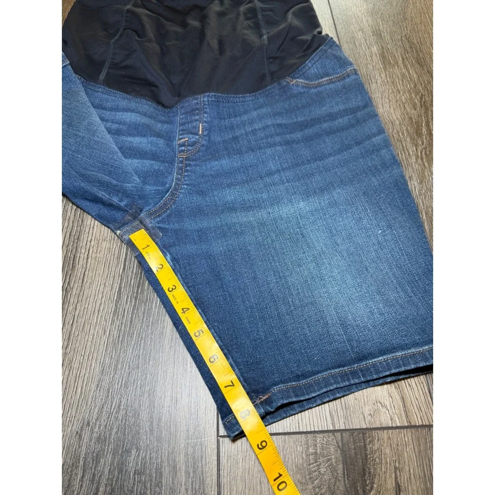 Isabel Maternity Bermuda Short Denim Blue 10/30 Over Belly Pregnancy Jean Shorts